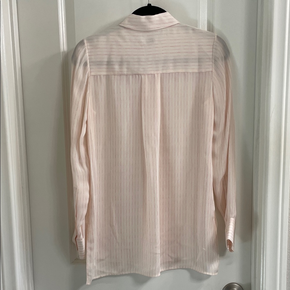 Vince Light Pink Striped Silk Blouse - Picture 5 of 5